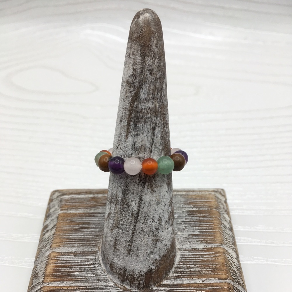 HANDCRAFTED Mixed Stone Stretch Bead Ring